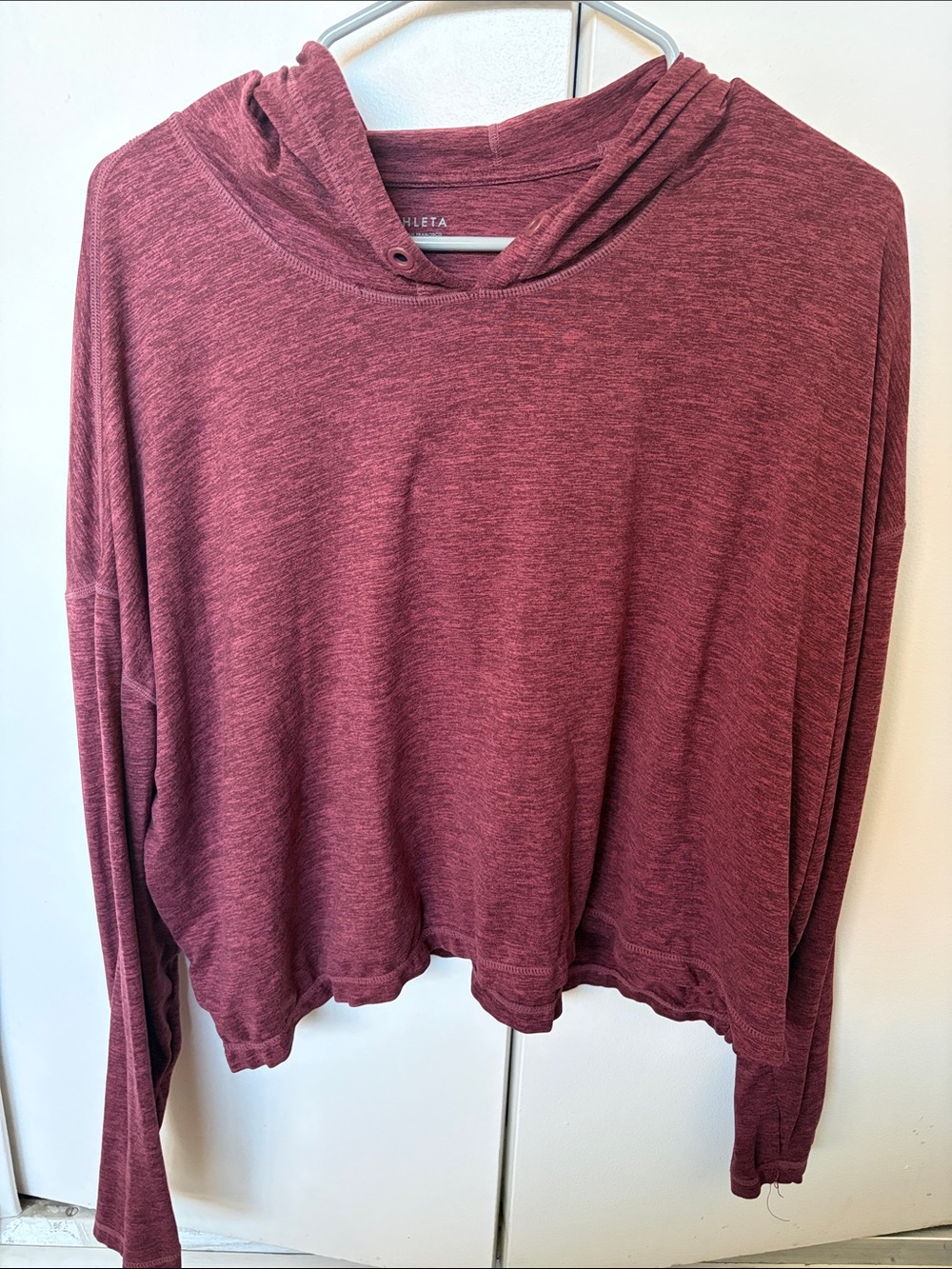 Athleta Coaster Crop Hoodie in Burgundy